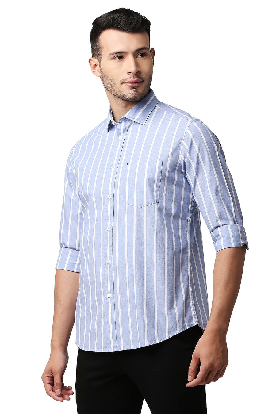 BASICS SLIM FIT BEL BLUE FIL-A-FIL STRIPE SHIRT