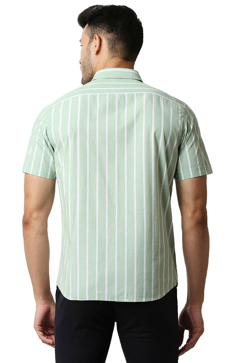 BASICS SLIM FIT FIL-A-FIL STRIPE HALFSLEEVES SHIRT