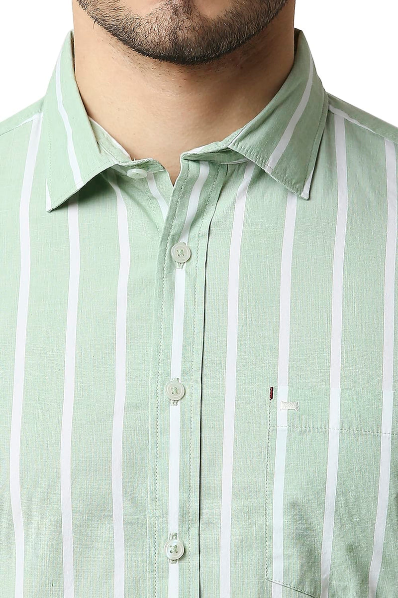 BASICS SLIM FIT FIL-A-FIL STRIPE HALFSLEEVES SHIRT