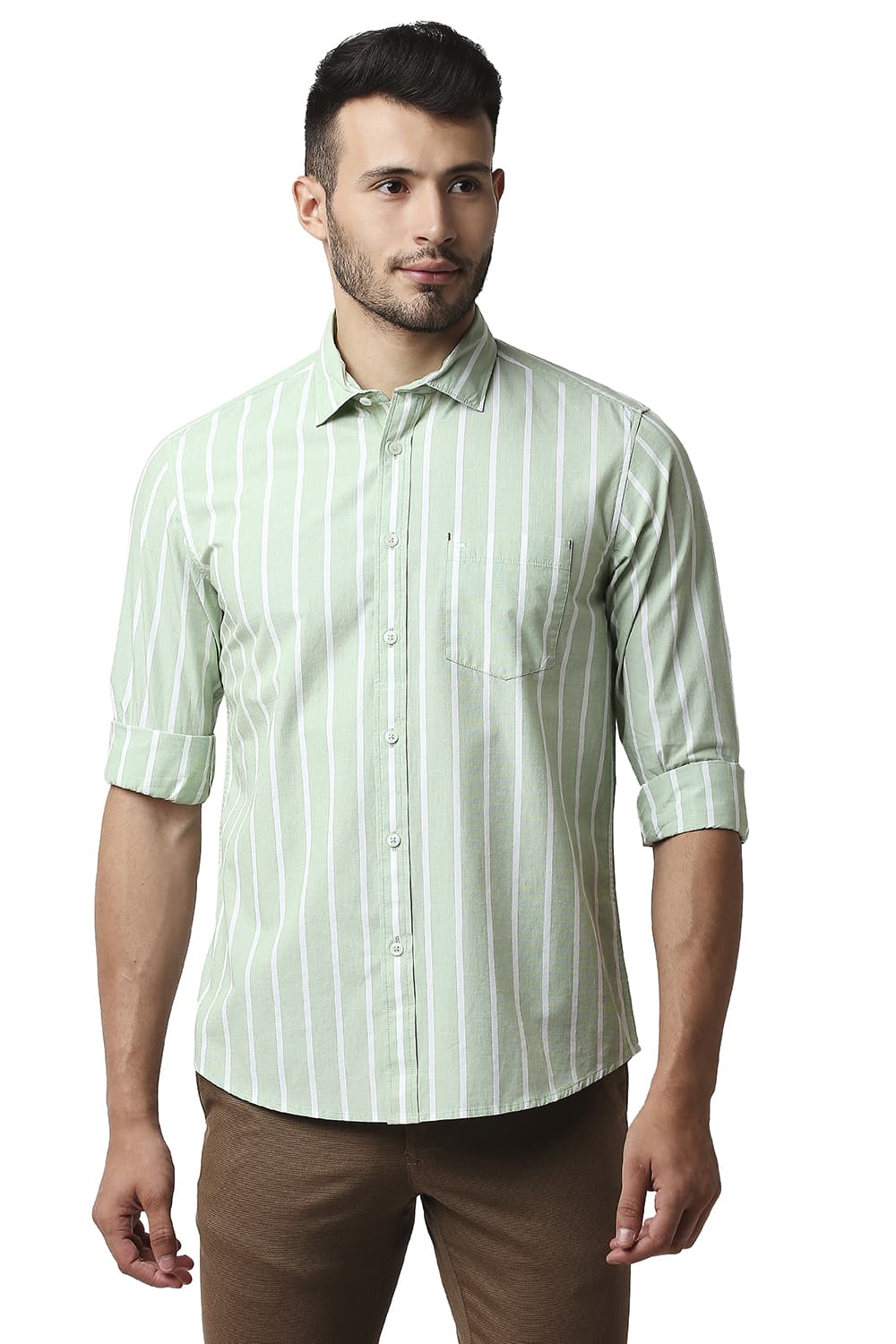 BASICS SLIM FIT FIL-A-FIL STRIPE SHIRT