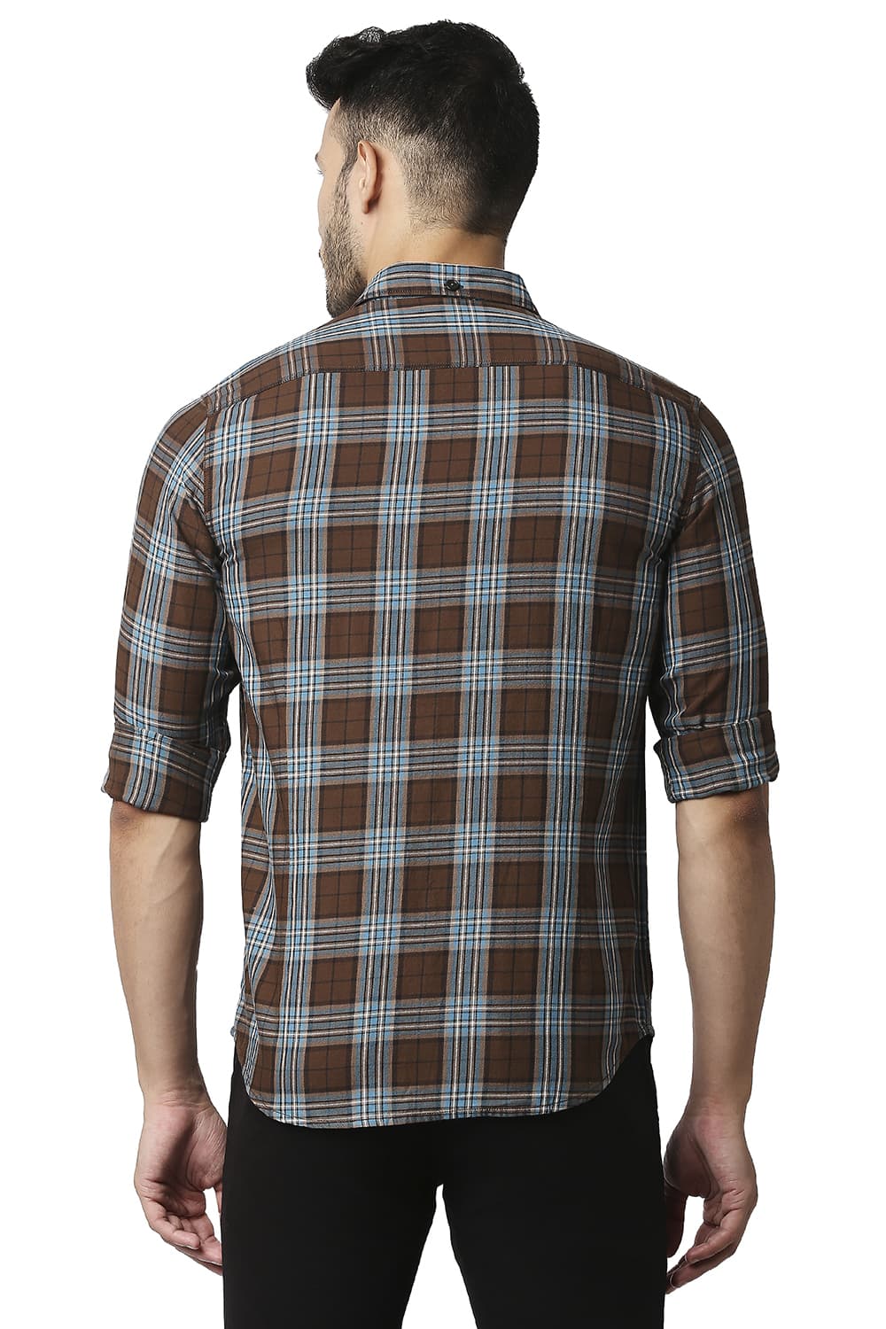 BASICS SLIM FIT TWILL CHECKS SHIRT