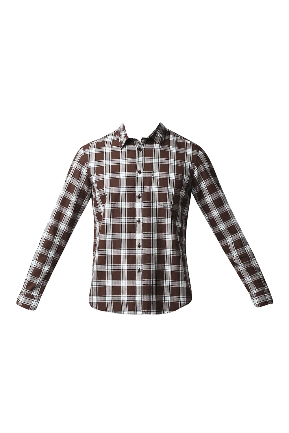 BASICS SLIM FIT HERRING BONE TWILL CHECKS SHIRT