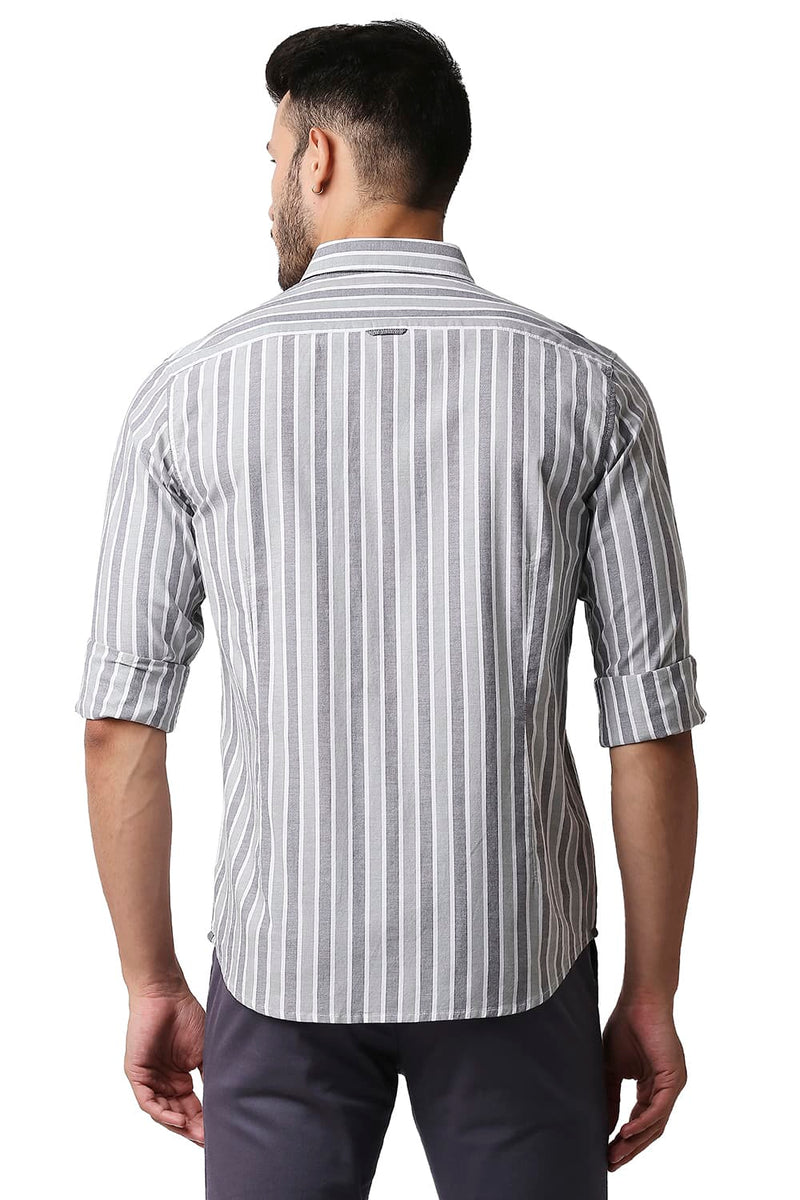 BASICS SLIM FIT OXFORD STRIPE SHIRT