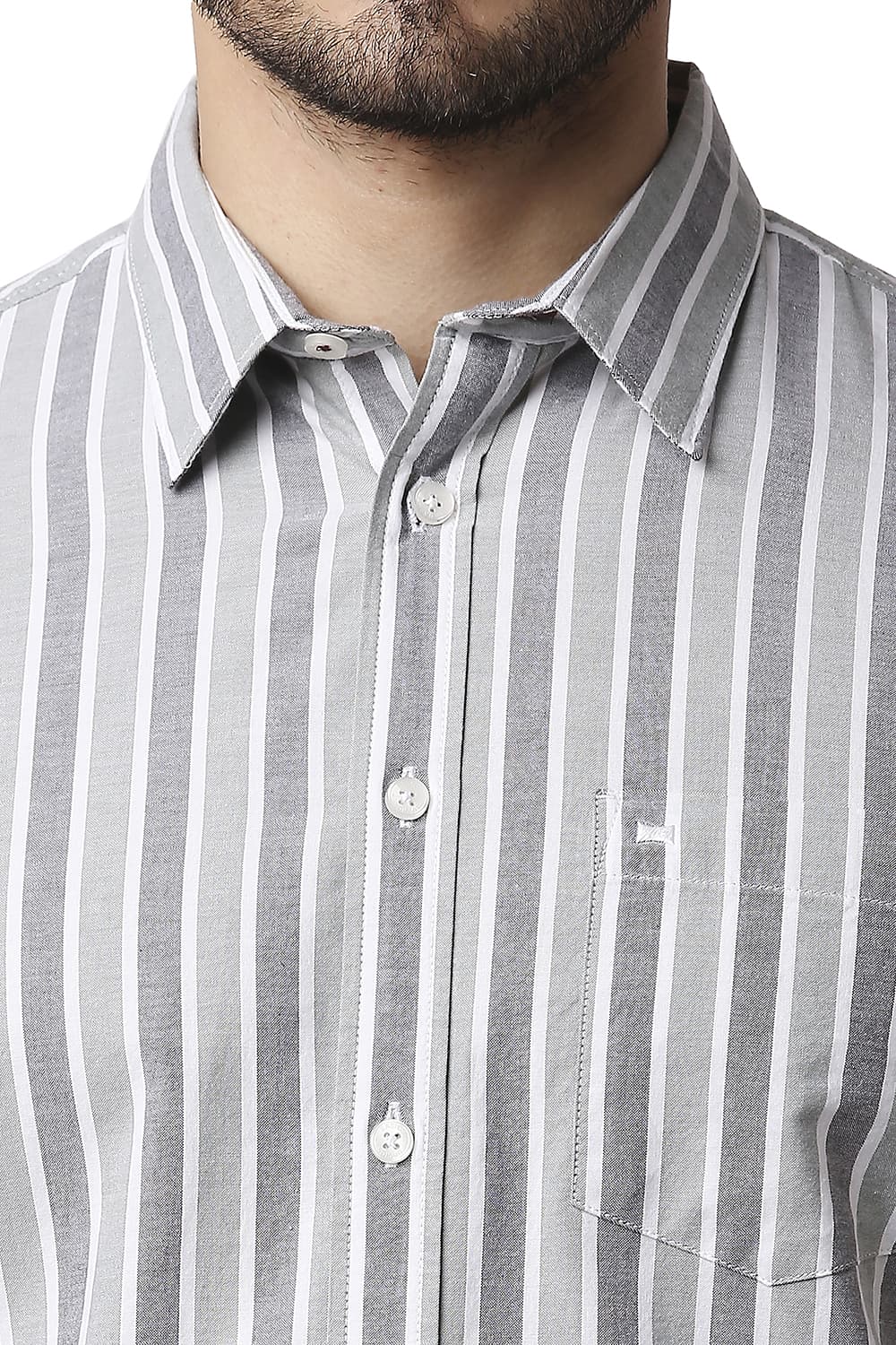 BASICS SLIM FIT OXFORD STRIPE SHIRT