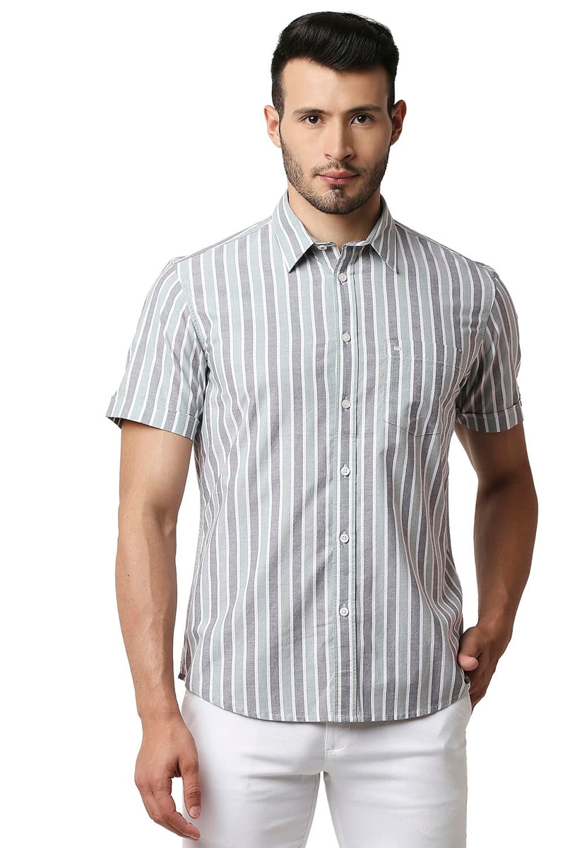 BASICS SLIM FIT OXFORD STRIPE SHIRT