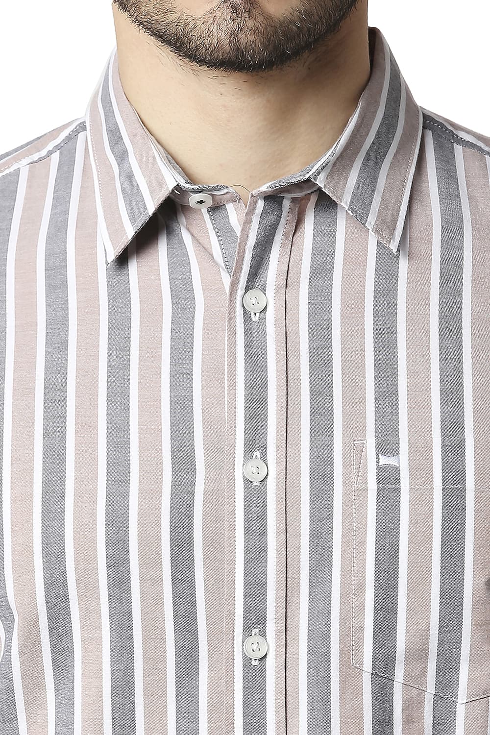 BASICS SLIM FIT OXFORD STRIPE SHIRT