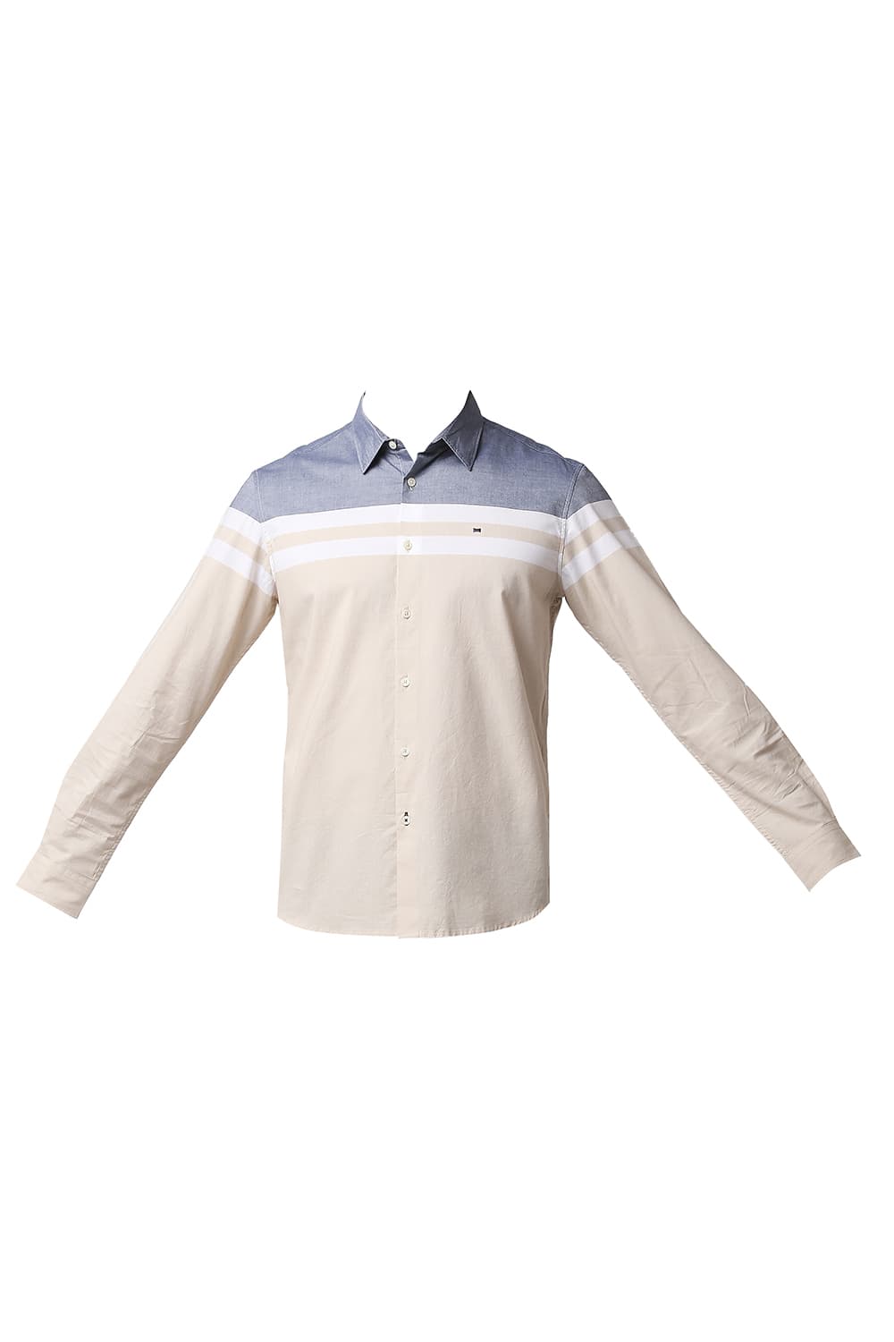 BASICS SLIM FIT OXFORD ENGINEERING WEFT STRIPE SHIRT