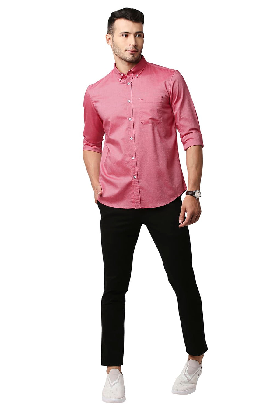 BASICS SLIM FIT DESERT RED OXFORD SHIRT