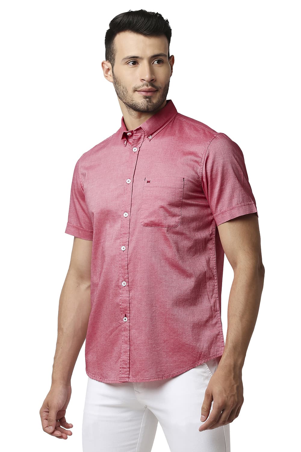 BASICS SLIM FIT OXFORD HALFSLEEVES SHIRT