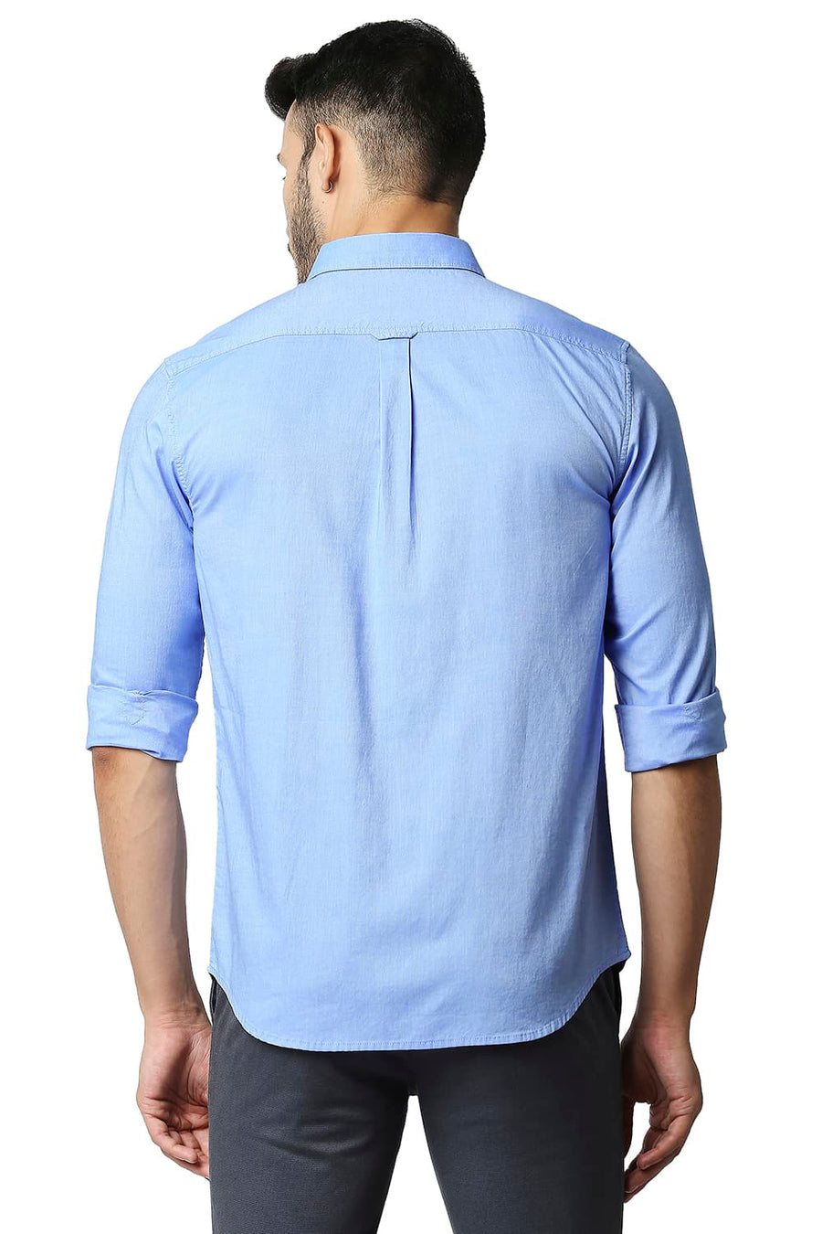 BASICS SLIM FIT PLACID BLUE OXFORD SHIRT