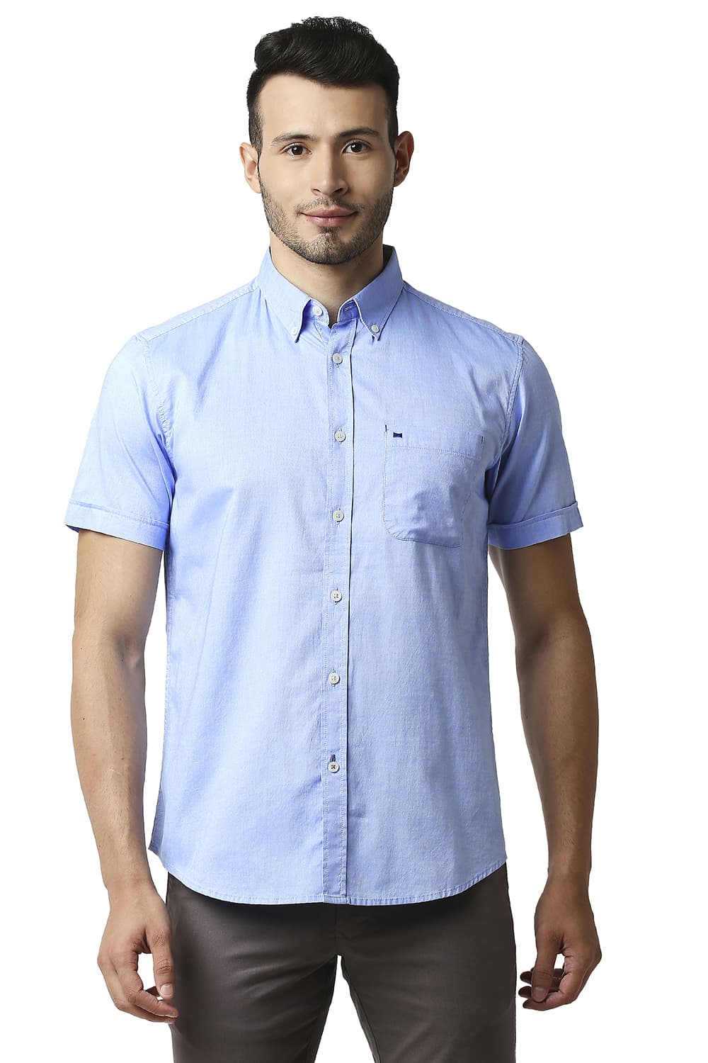 BASICS SLIM FIT OXFORD HALFSLEEVES SHIRT