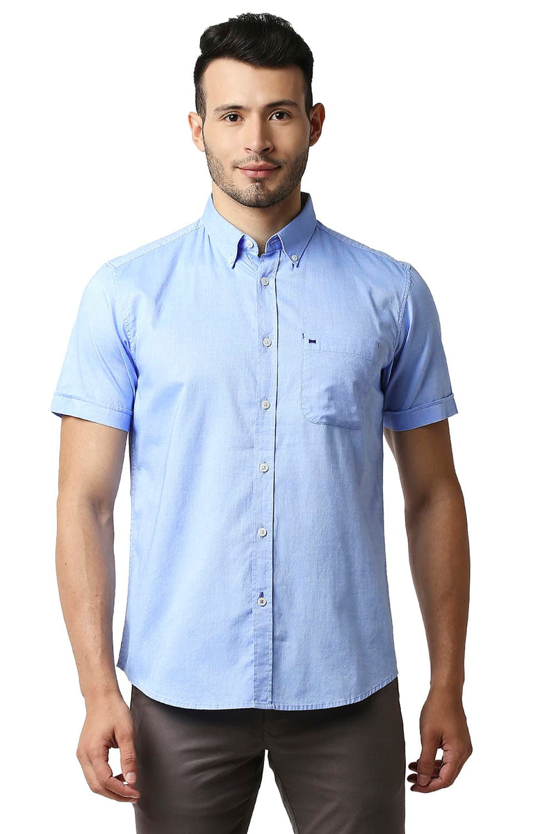 BASICS SLIM FIT OXFORD HALFSLEEVES SHIRT