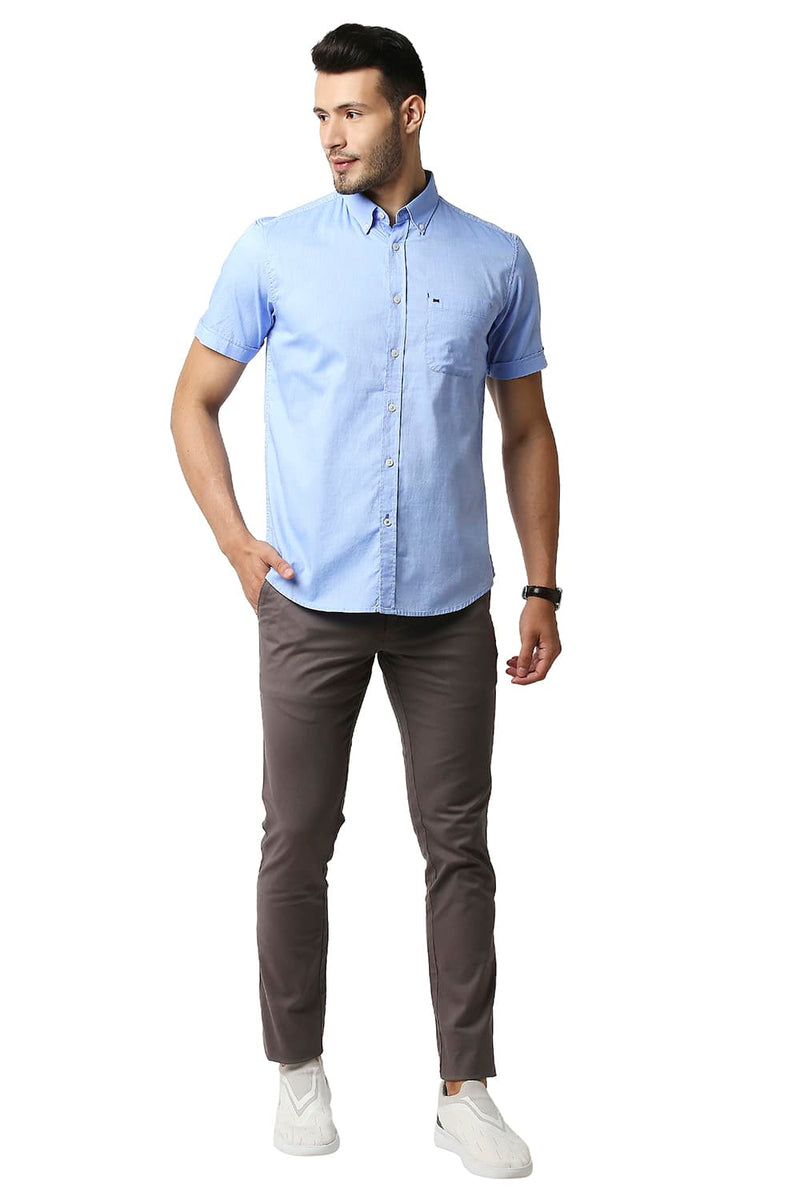 BASICS SLIM FIT OXFORD HALFSLEEVES SHIRT