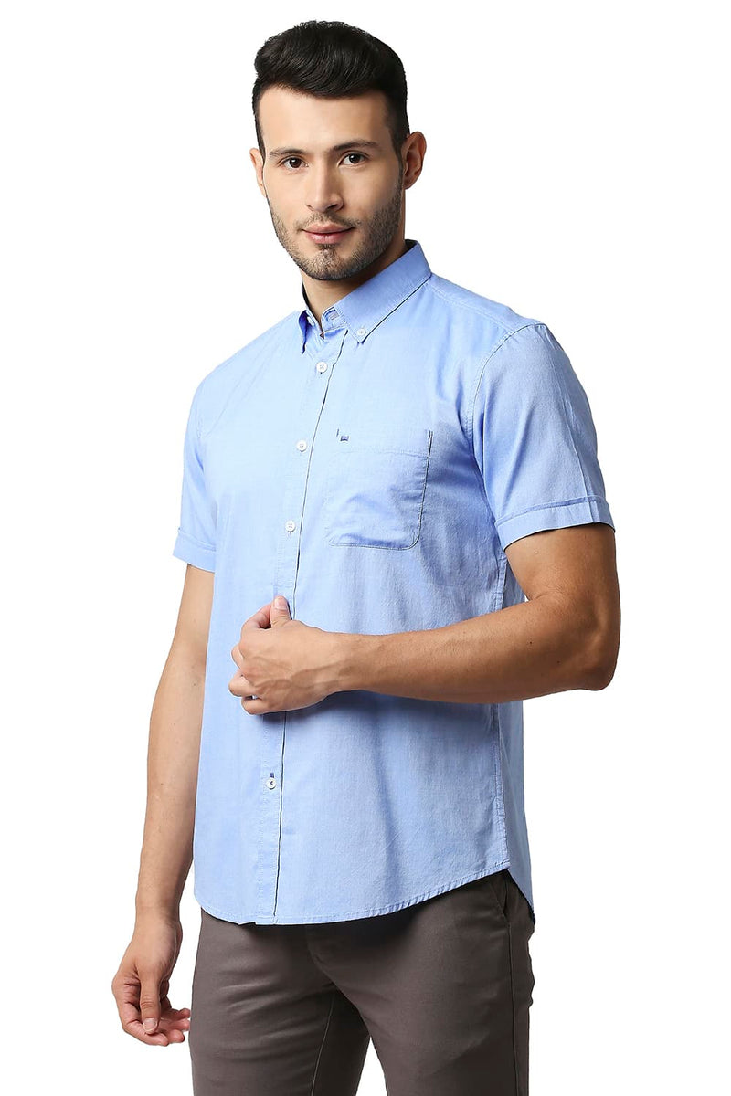 BASICS SLIM FIT OXFORD HALFSLEEVES SHIRT