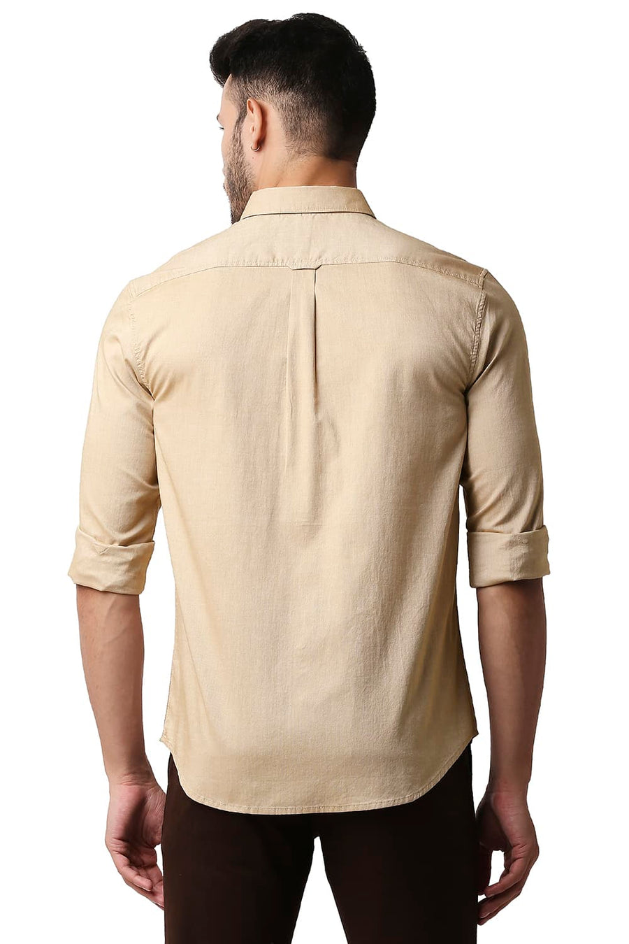 BASICS SLIM FIT SMOKEY BEIGE OXFORD SHIRT