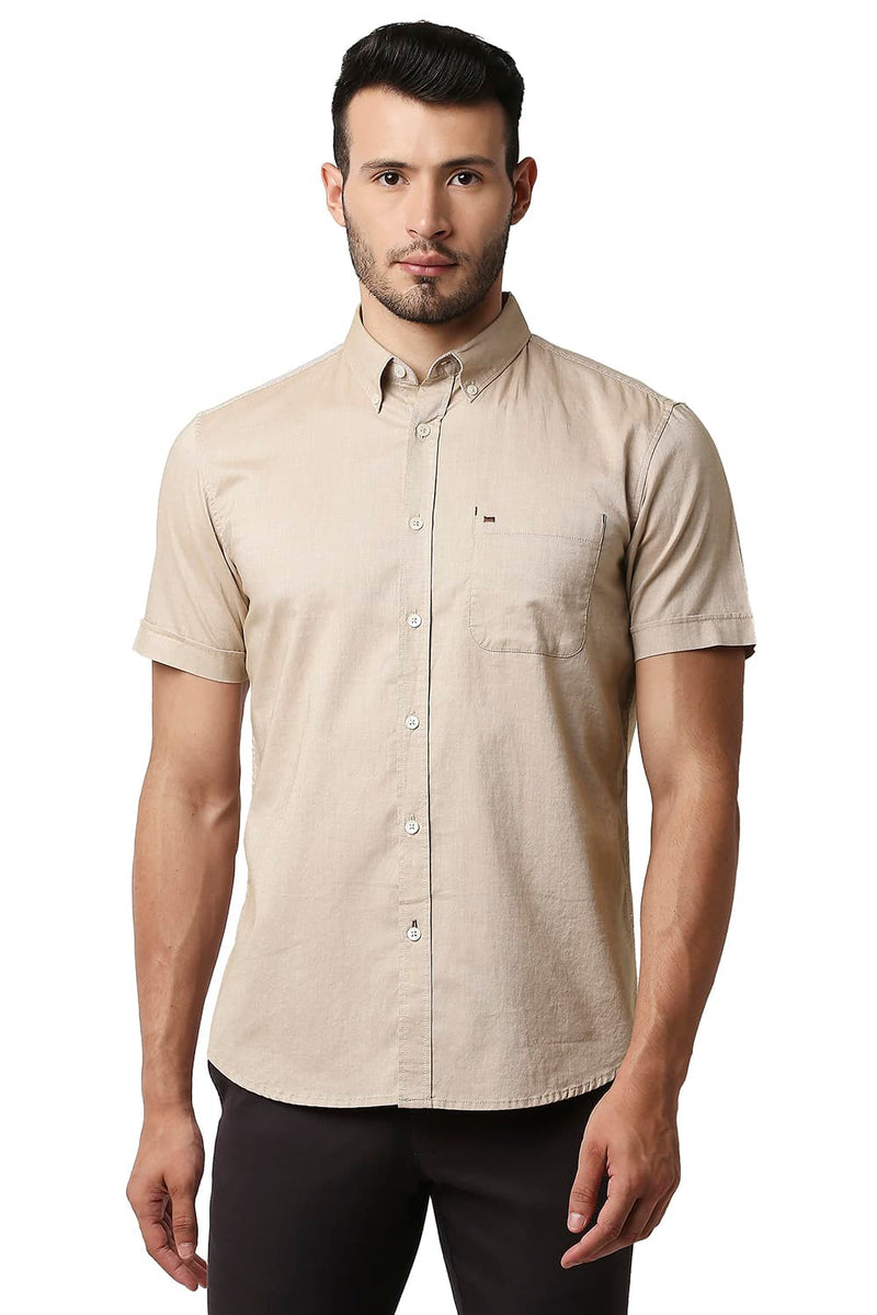 BASICS SLIM FIT OXFORD HALFSLEEVES SHIRT