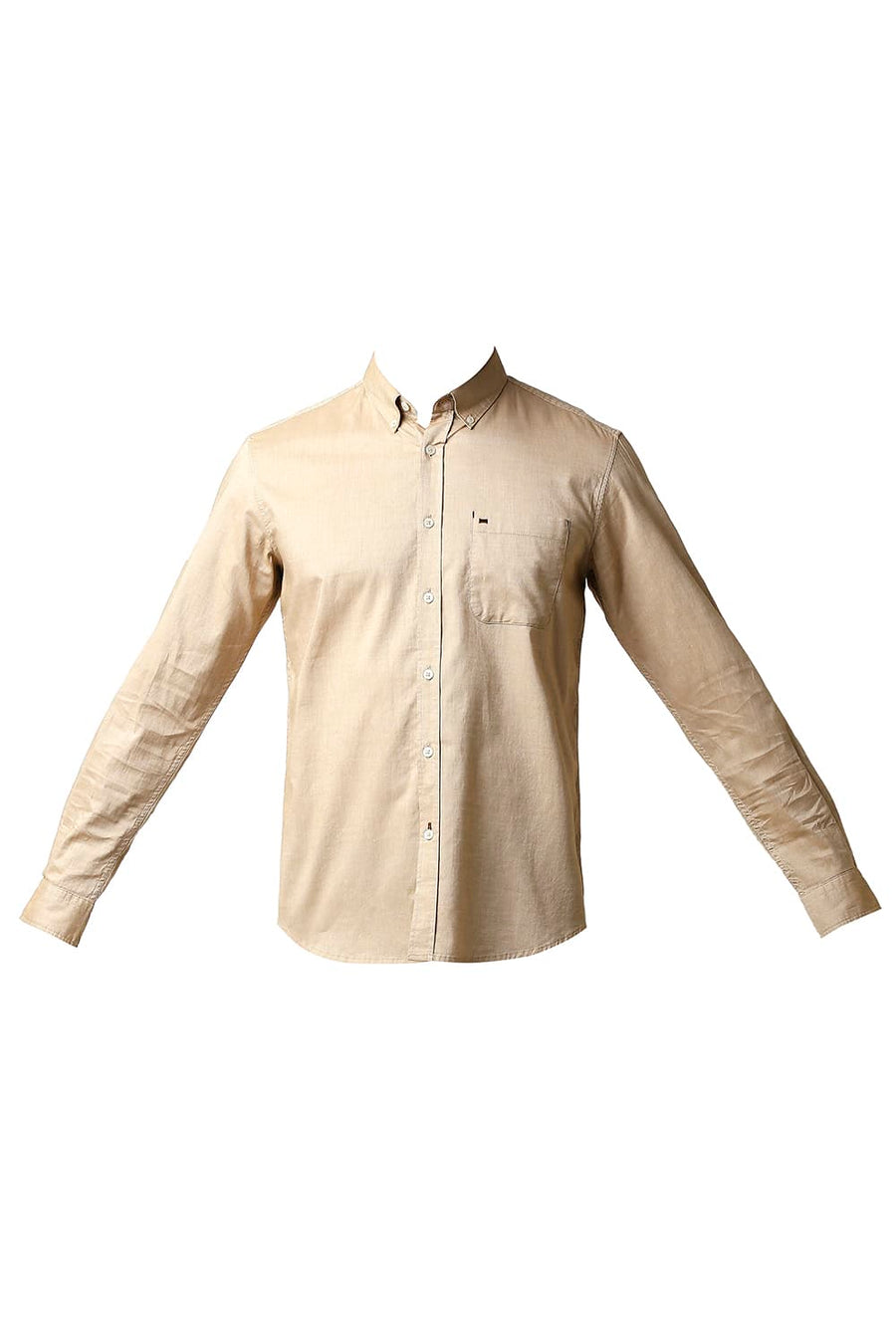 BASICS SLIM FIT SMOKEY BEIGE OXFORD SHIRT
