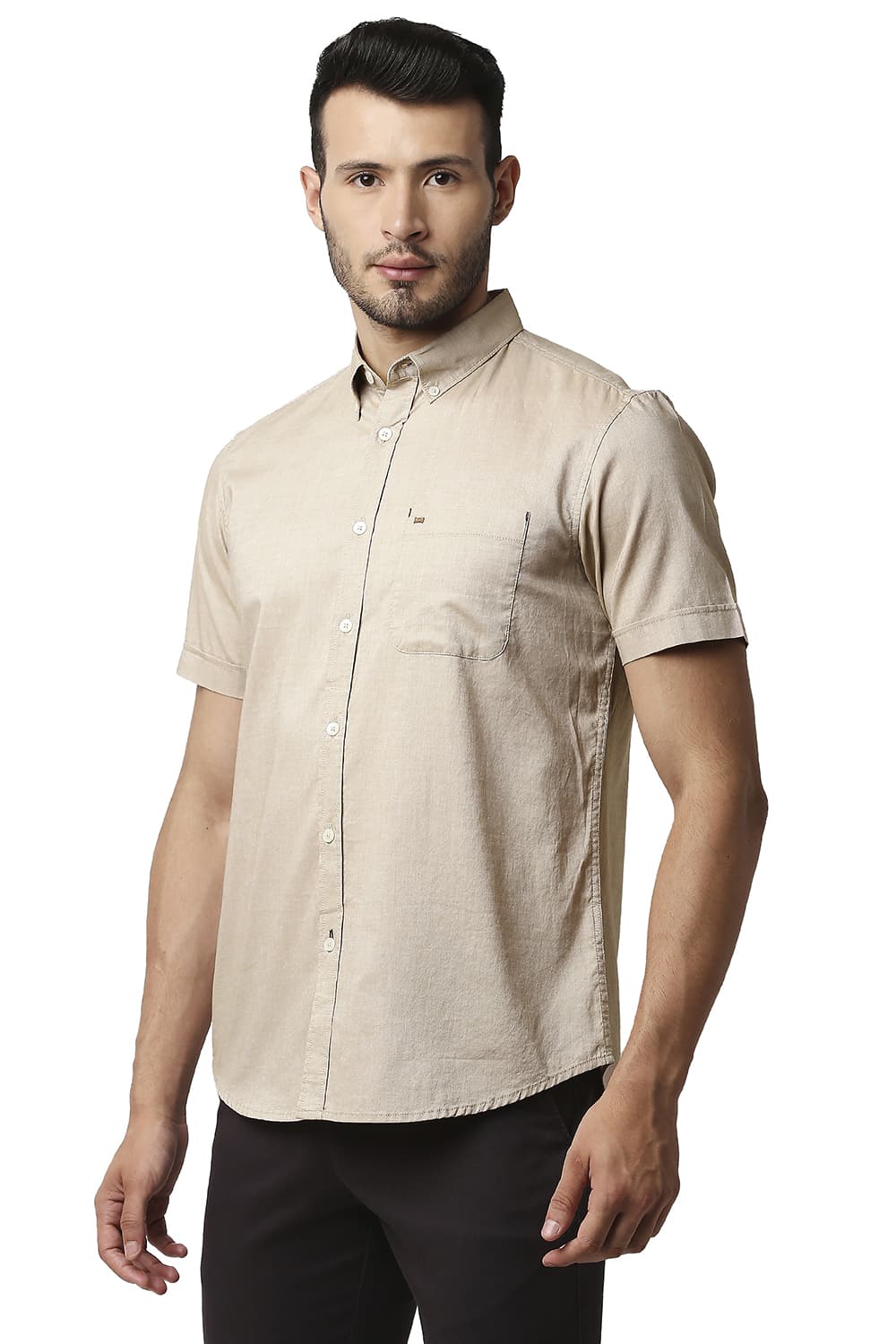 BASICS SLIM FIT OXFORD HALFSLEEVES SHIRT