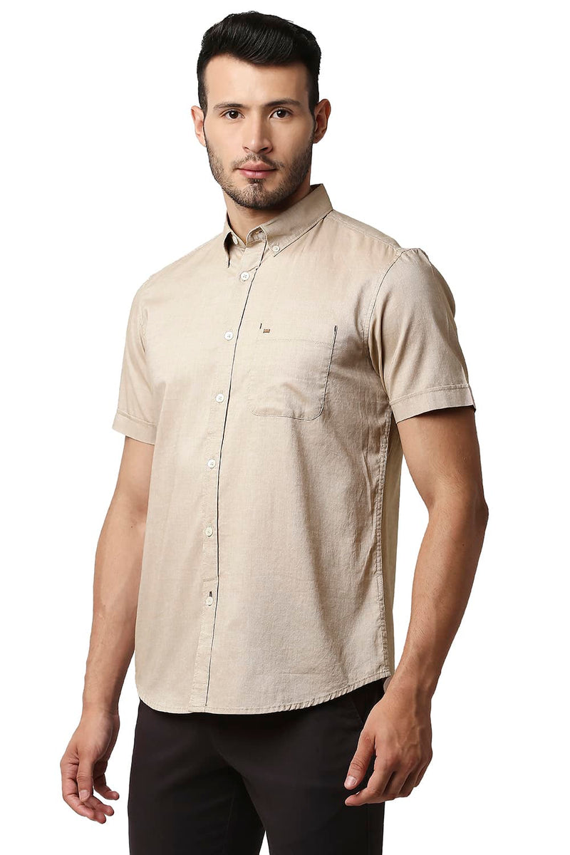 BASICS SLIM FIT OXFORD HALFSLEEVES SHIRT