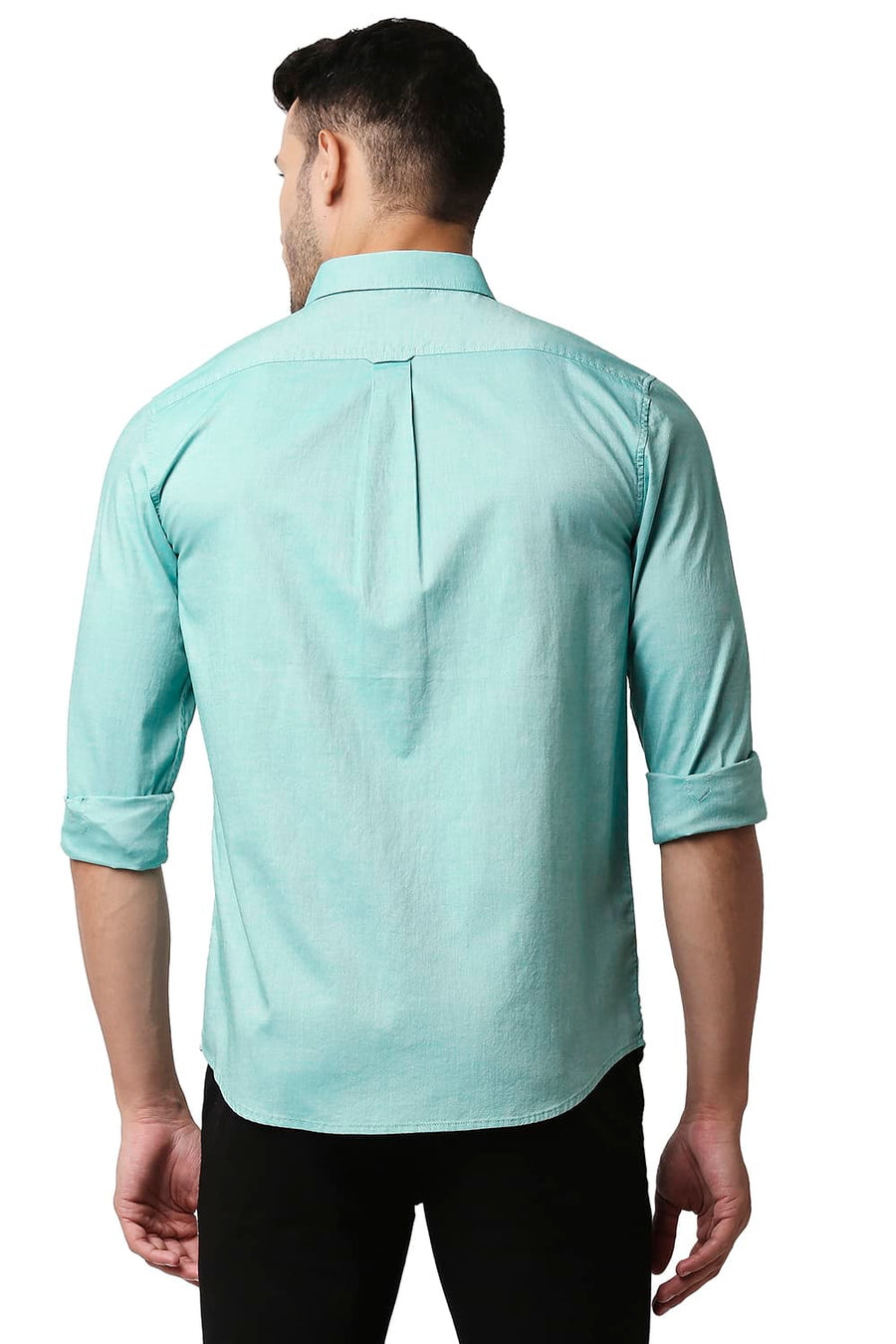BASICS SLIM FIT WASABI GREEN OXFORD SHIRT