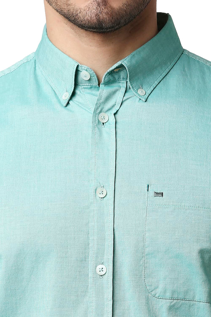 BASICS SLIM FIT WASABI GREEN OXFORD SHIRT