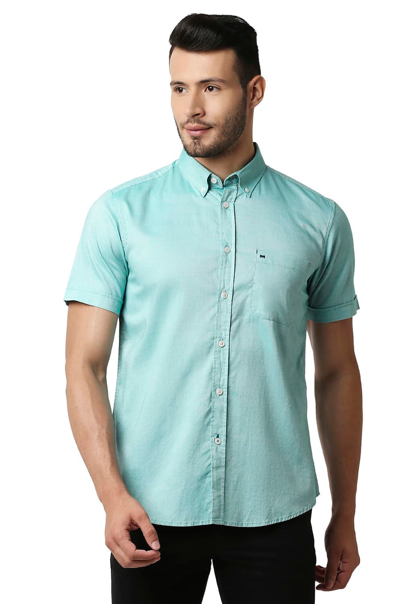 BASICS SLIM FIT OXFORD HALFSLEEVES SHIRT