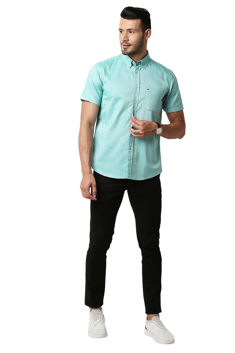 BASICS SLIM FIT OXFORD HALFSLEEVES SHIRT