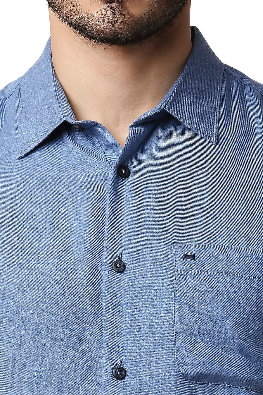 BASICS SLIM FIT ALLURE BLUE LYOCELL MELANGE SHIRT