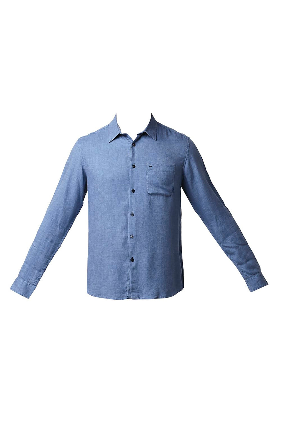 BASICS SLIM FIT ALLURE BLUE LYOCELL MELANGE SHIRT