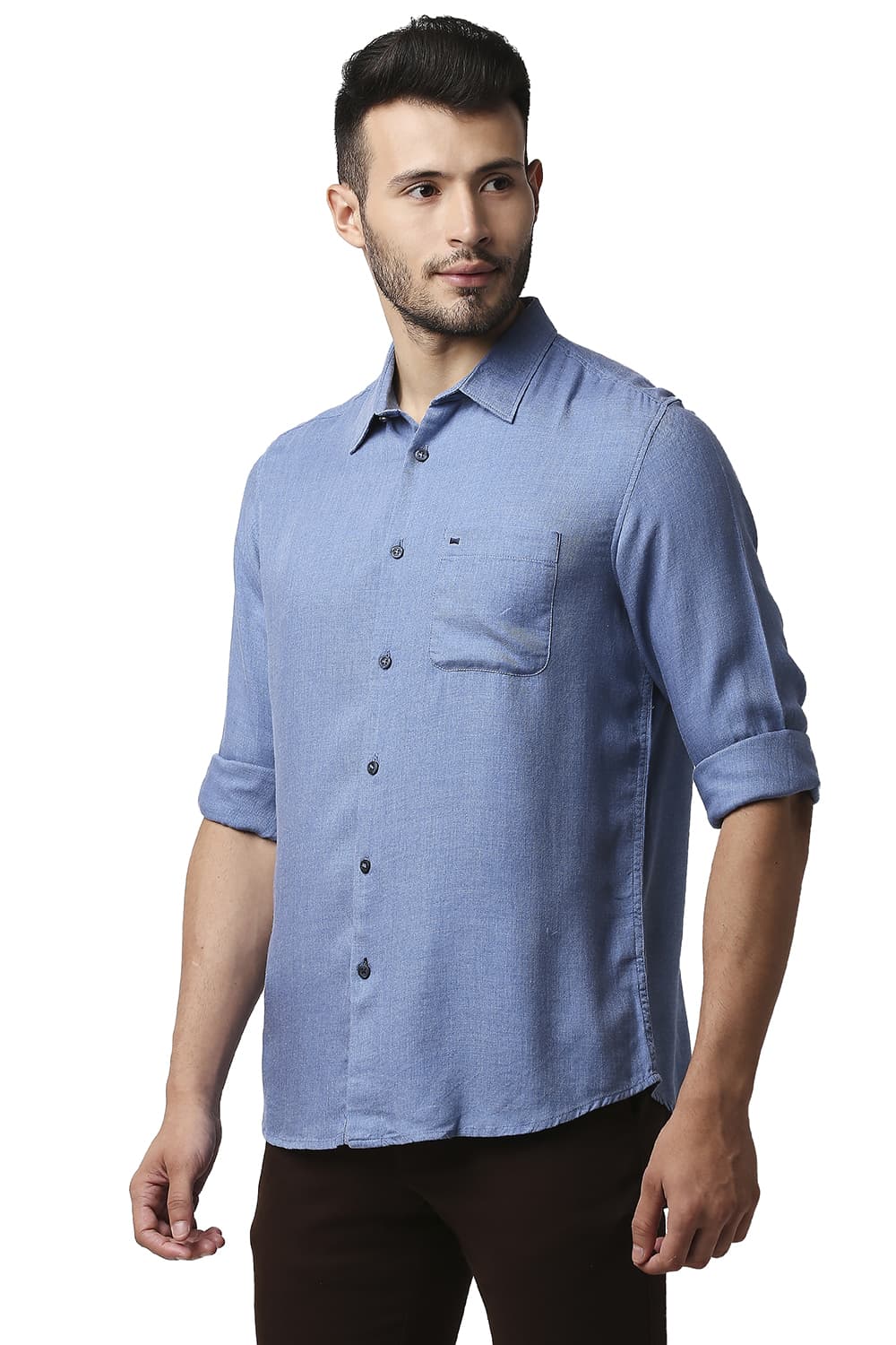 BASICS SLIM FIT LYOCELL MELANGE SHIRT