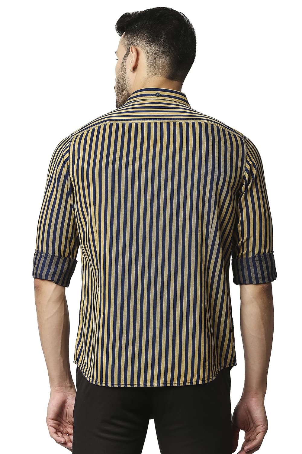 BASICS SLIM FIT INDIGO STRIPE SHIRT