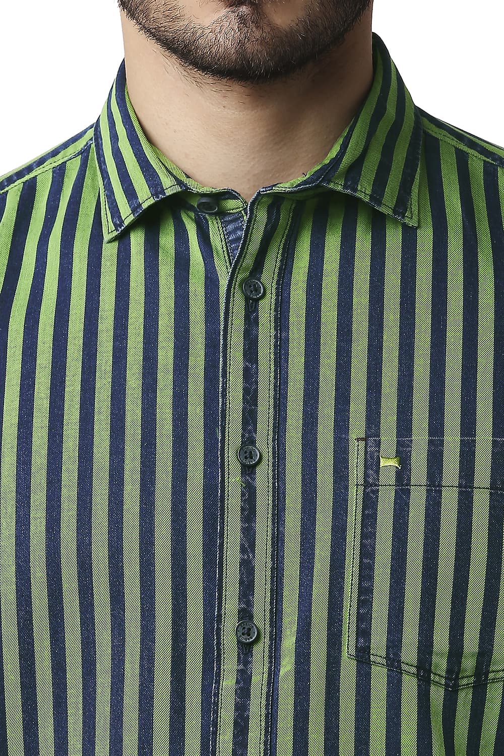 BASICS SLIM FIT INDIGO STRIPE SHIRT