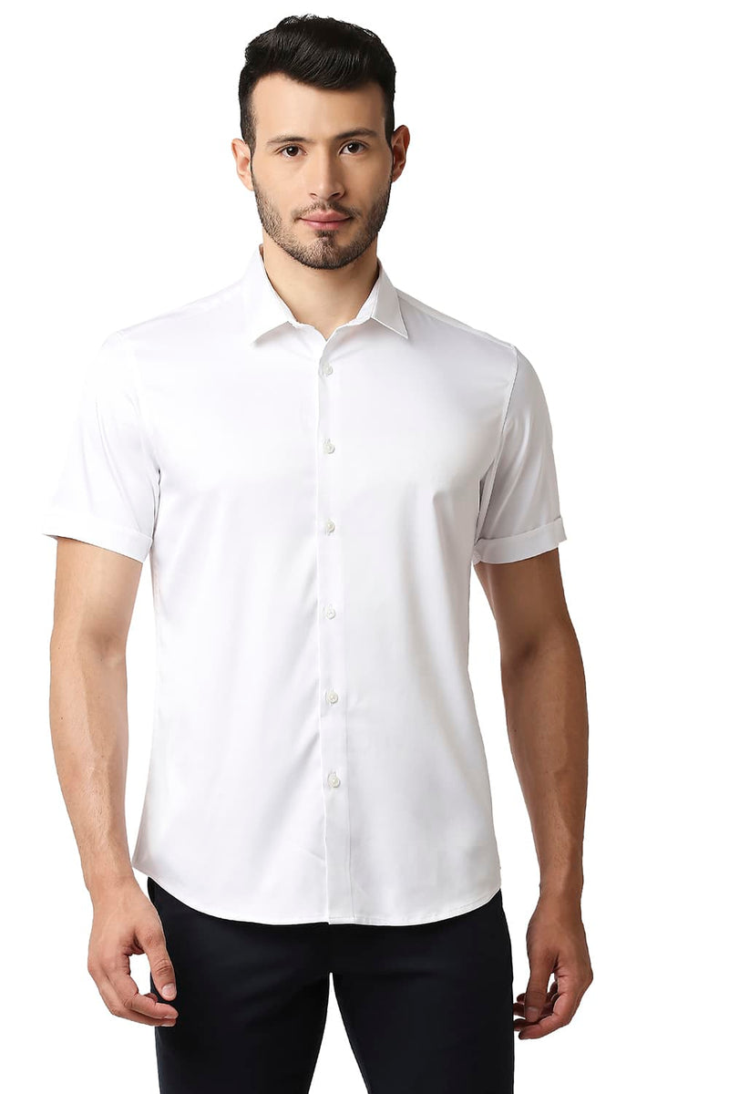 BASICS SLIM FIT POLYESTER STRETCH SHIRT