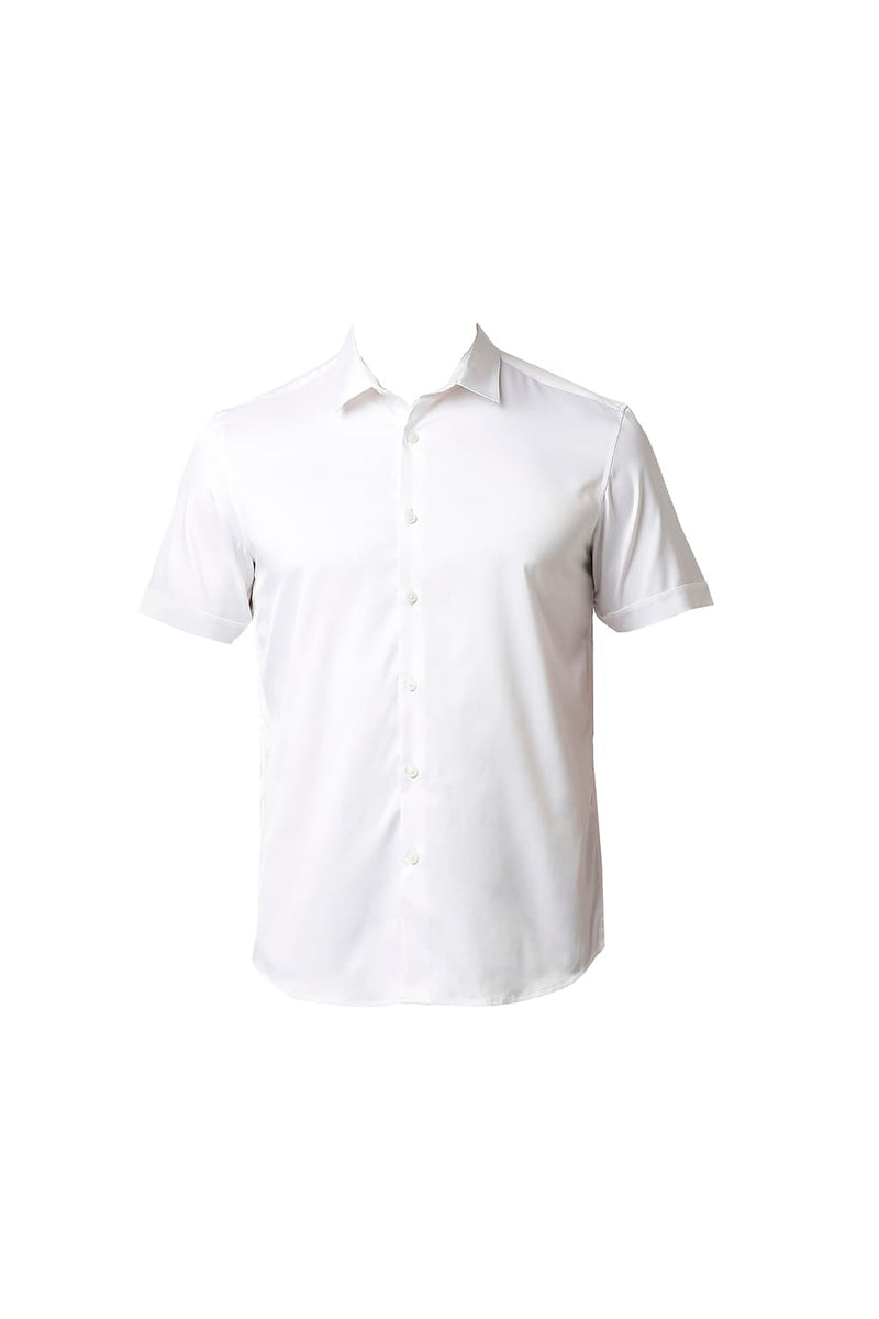 BASICS SLIM FIT POLYESTER STRETCH HALFSLEEVES SHIRT