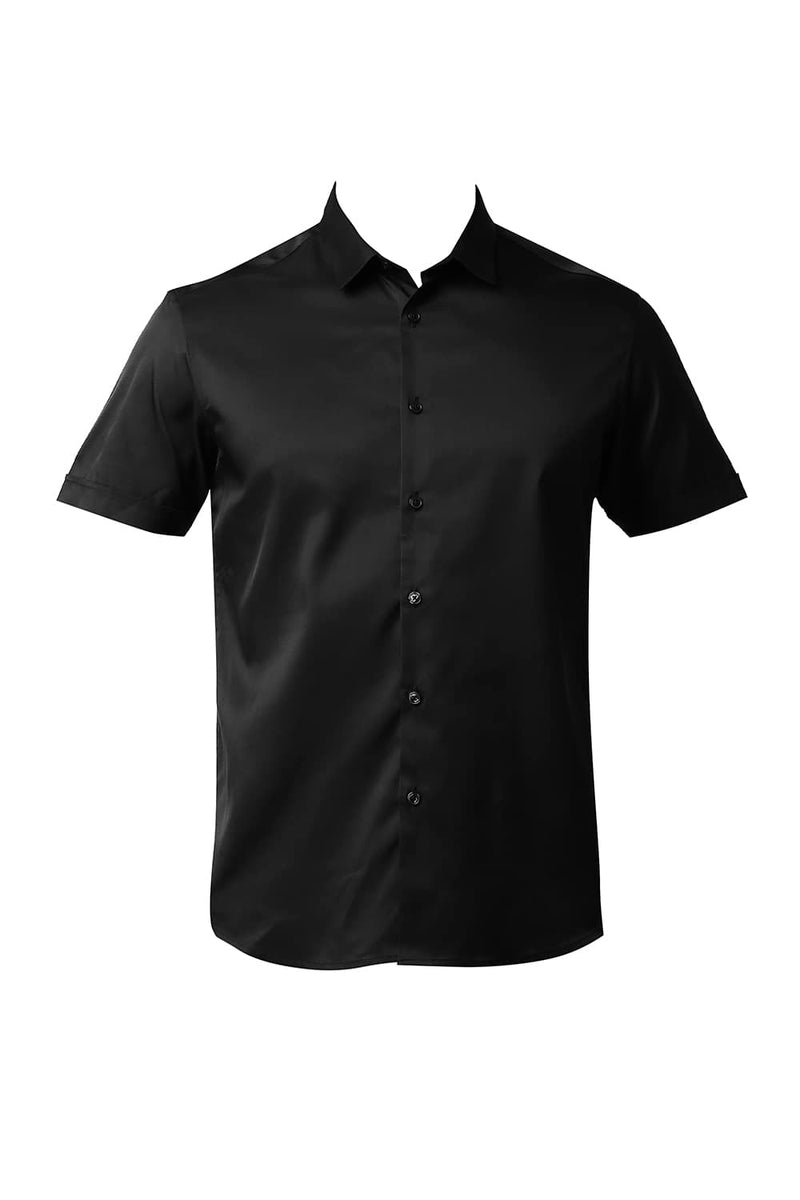 BASICS SLIM FIT POLYESTER STRETCH HALFSLEEVES SHIRT