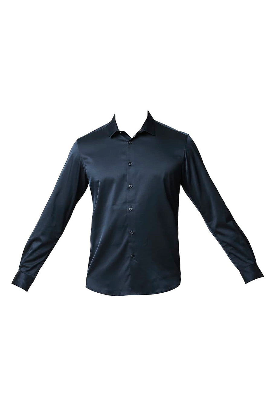 BASICS SLIM FIT NAVY NIGHT POLYESTER STRETCH SHIRT