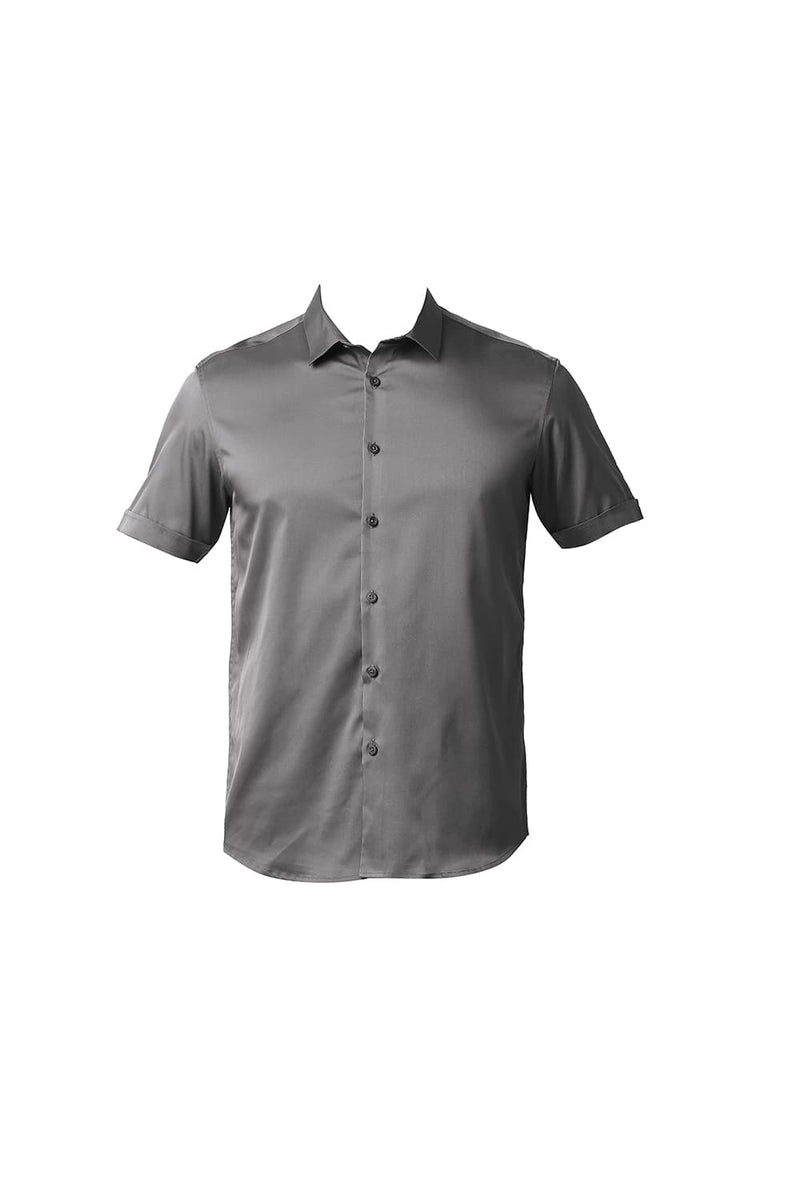 BASICS SLIM FIT POLYESTER STRETCH HALFSLEEVES SHIRT