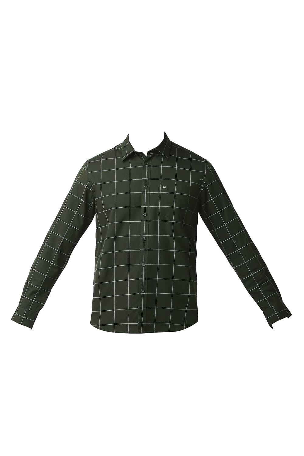 BASICS SLIM FIT HERRING BONE TWILL CHECKS SHIRT