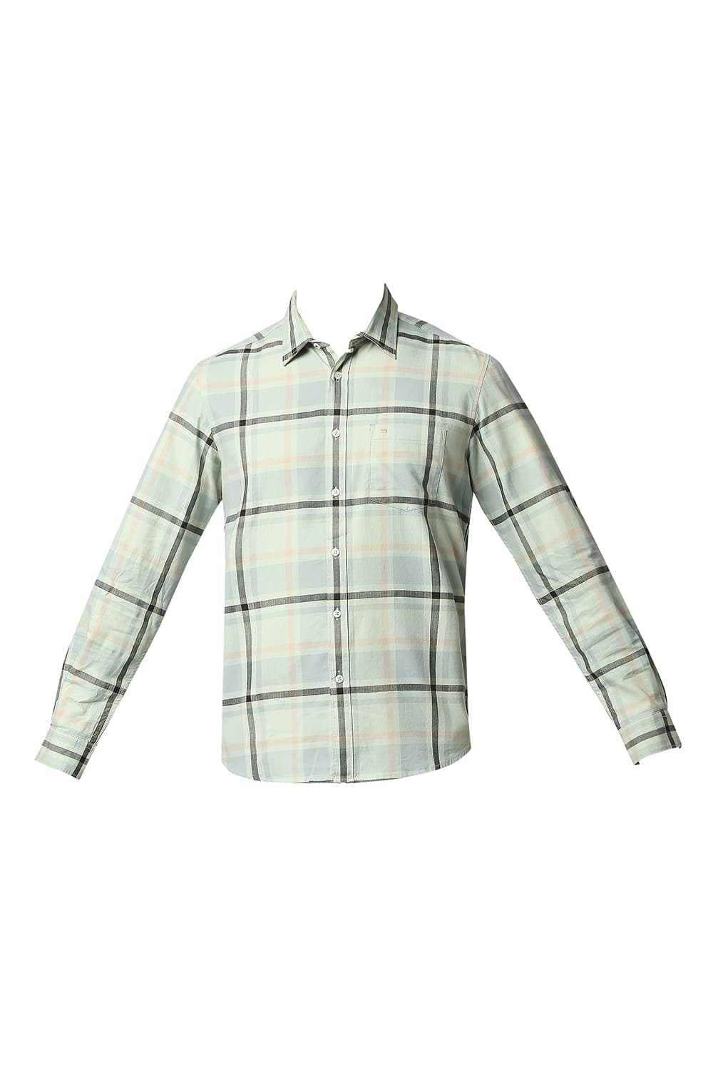 BASICS SLIM FIT HERRING BONE TWILL CHECKS SHIRT