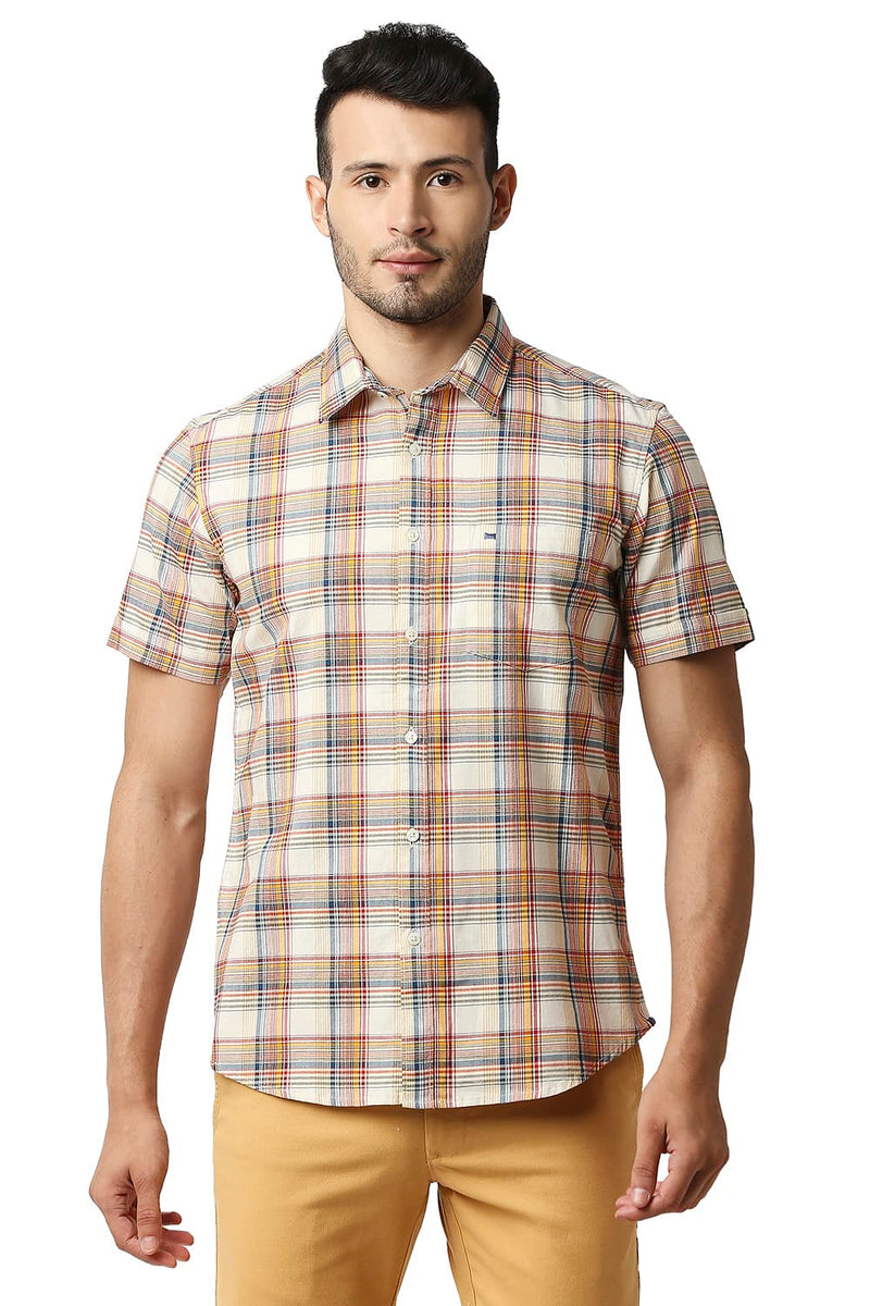 BASICS SLIM FIT TWILL CHECKS SHIRT