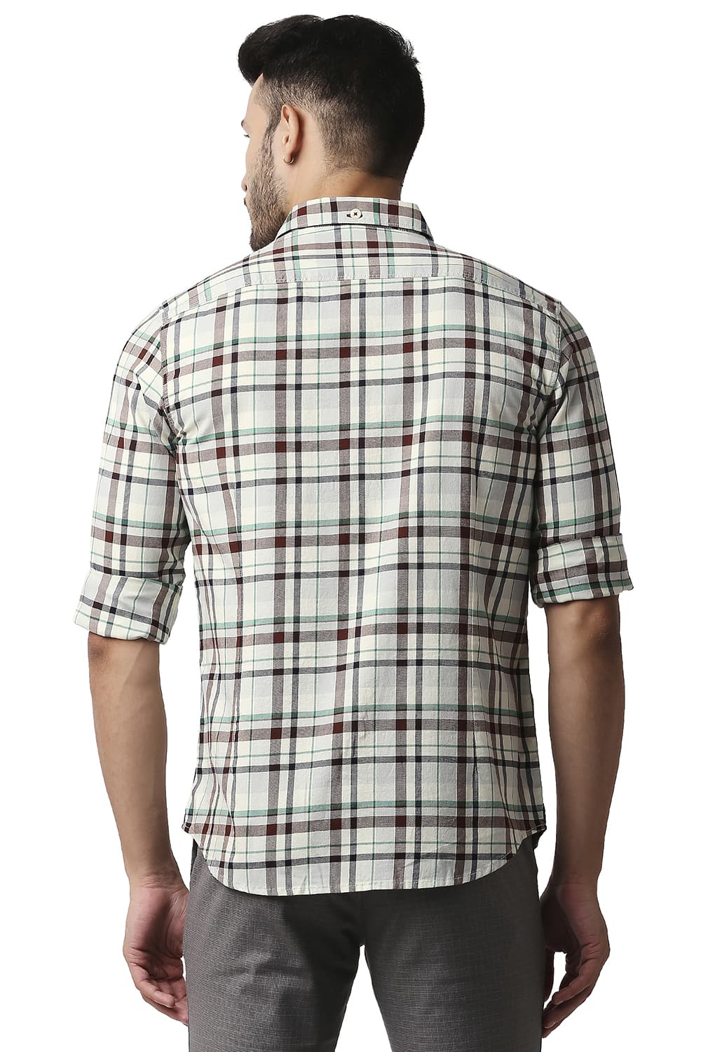 BASICS SLIM FIT TWILL CHECKS SHIRT