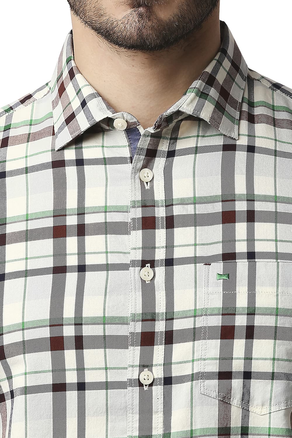 BASICS SLIM FIT TWILL CHECKS SHIRT