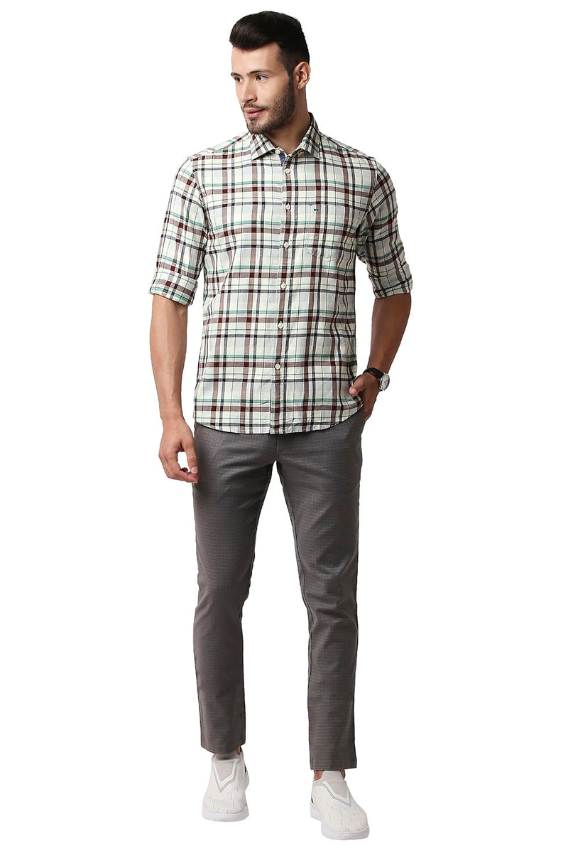 BASICS SLIM FIT TWILL CHECKS SHIRT