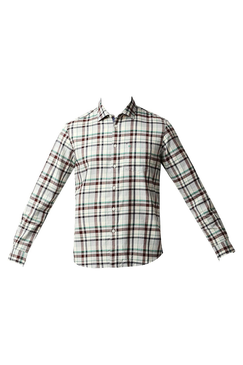 BASICS SLIM FIT TWILL CHECKS SHIRT