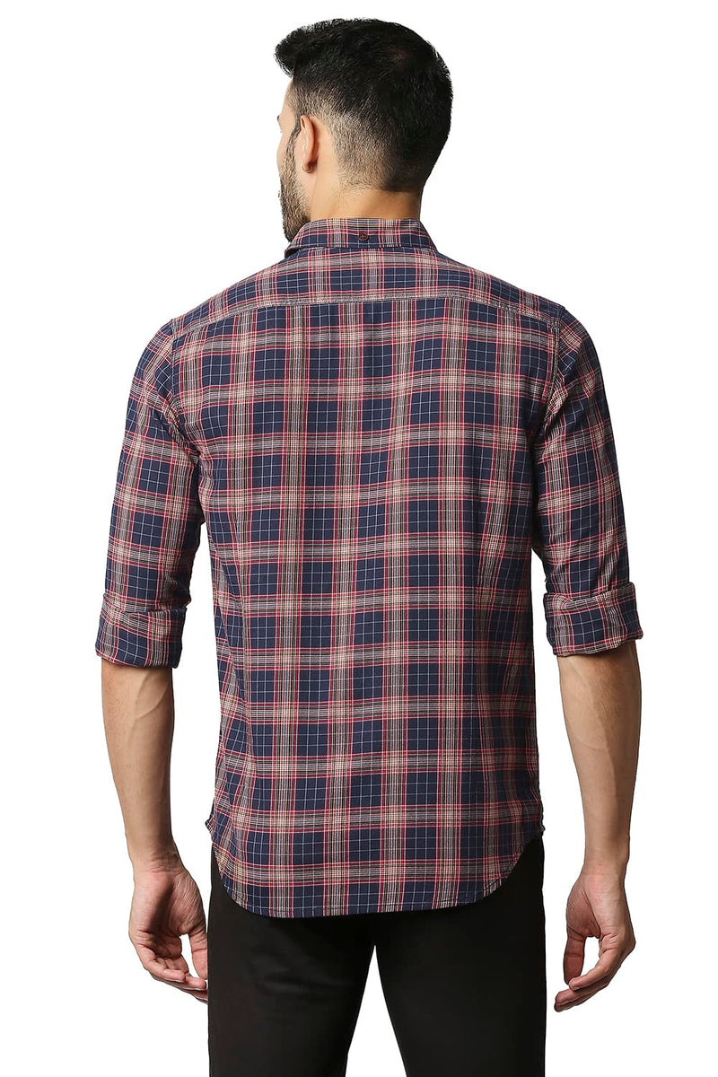 BASICS SLIM FIT TWILL CHECKS SHIRT