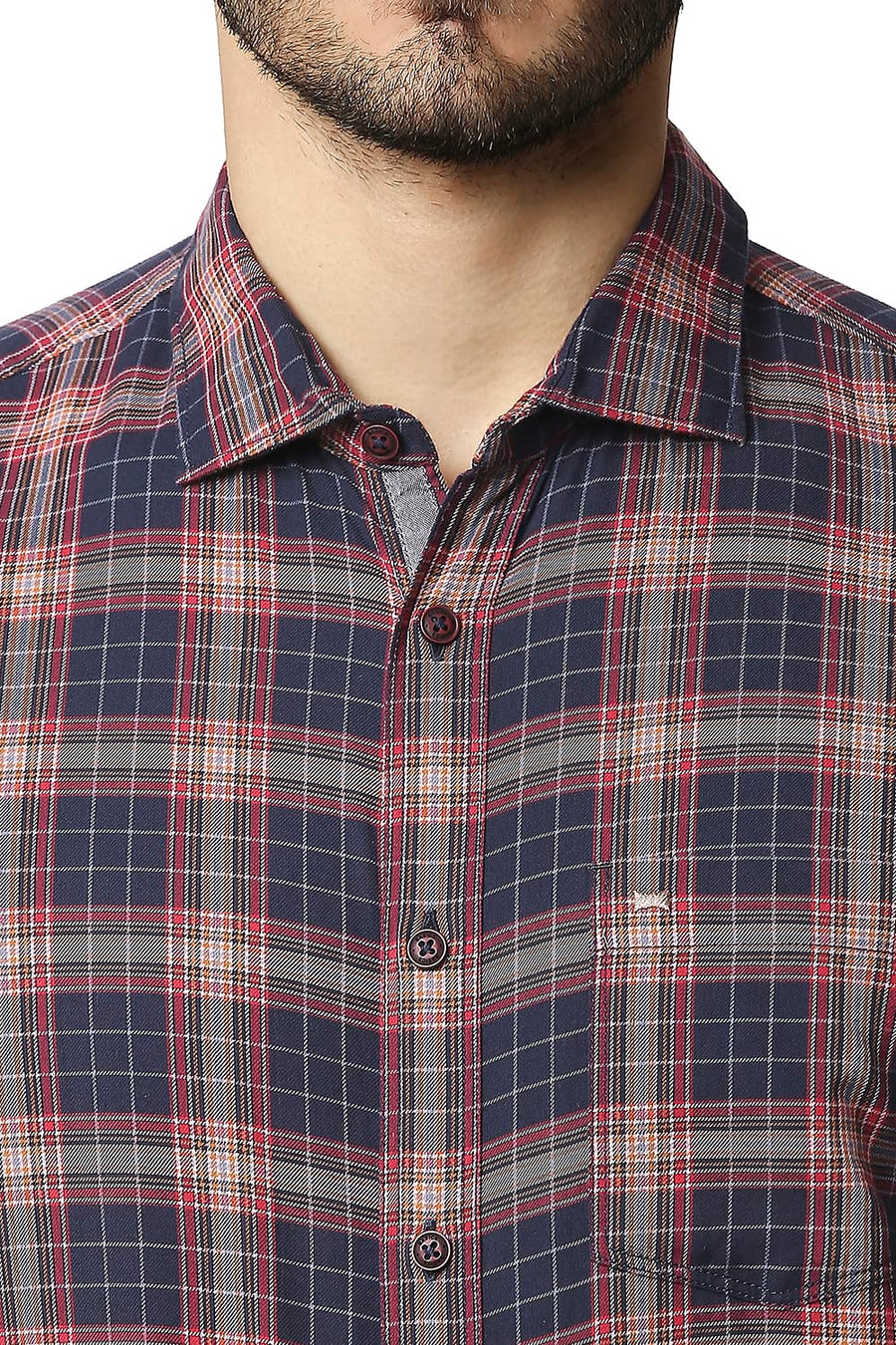 BASICS SLIM FIT BALLAD GREY TWILL CHECKS SHIRT