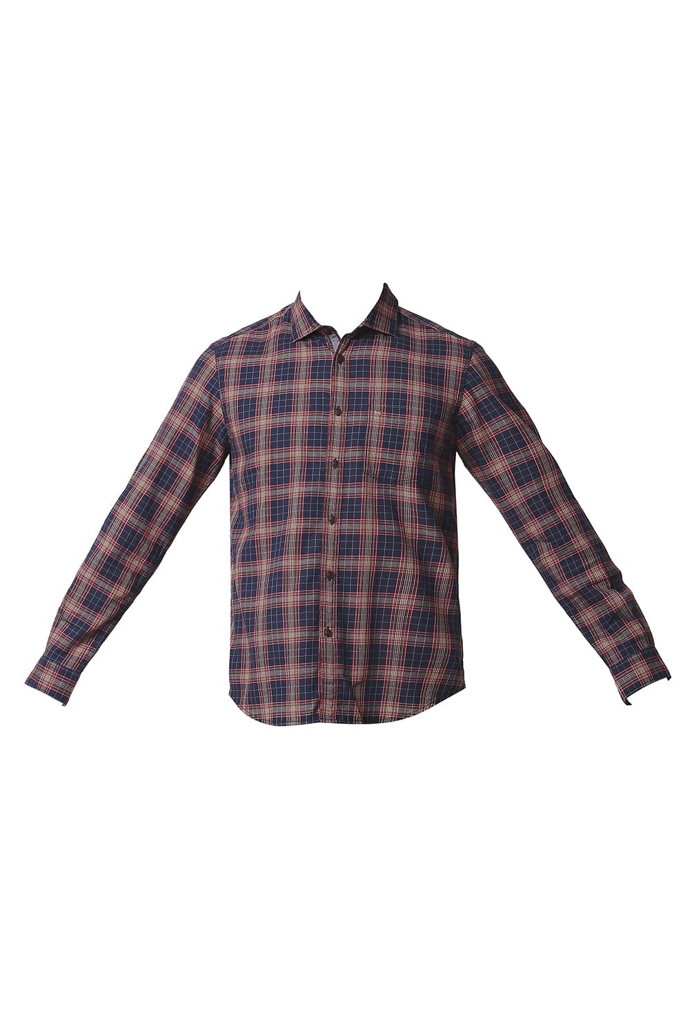 BASICS SLIM FIT TWILL CHECKS SHIRT