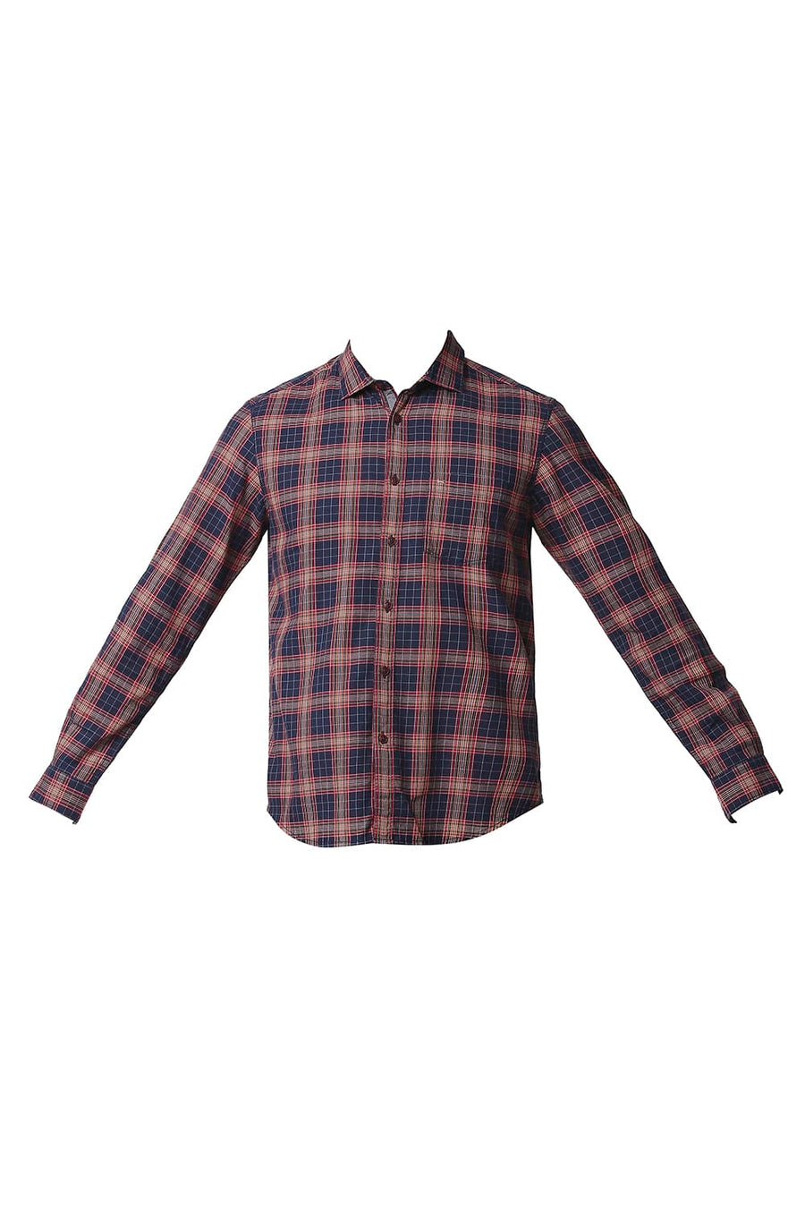 BASICS SLIM FIT BALLAD GREY TWILL CHECKS SHIRT