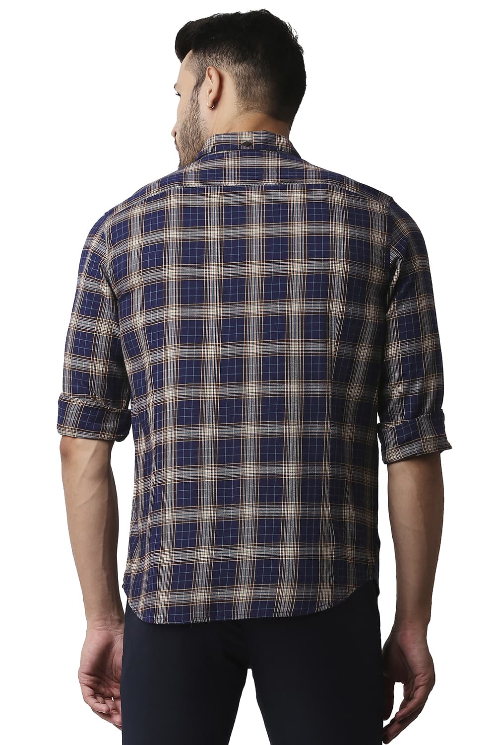 BASICS SLIM FIT TWILL CHECKS SHIRT