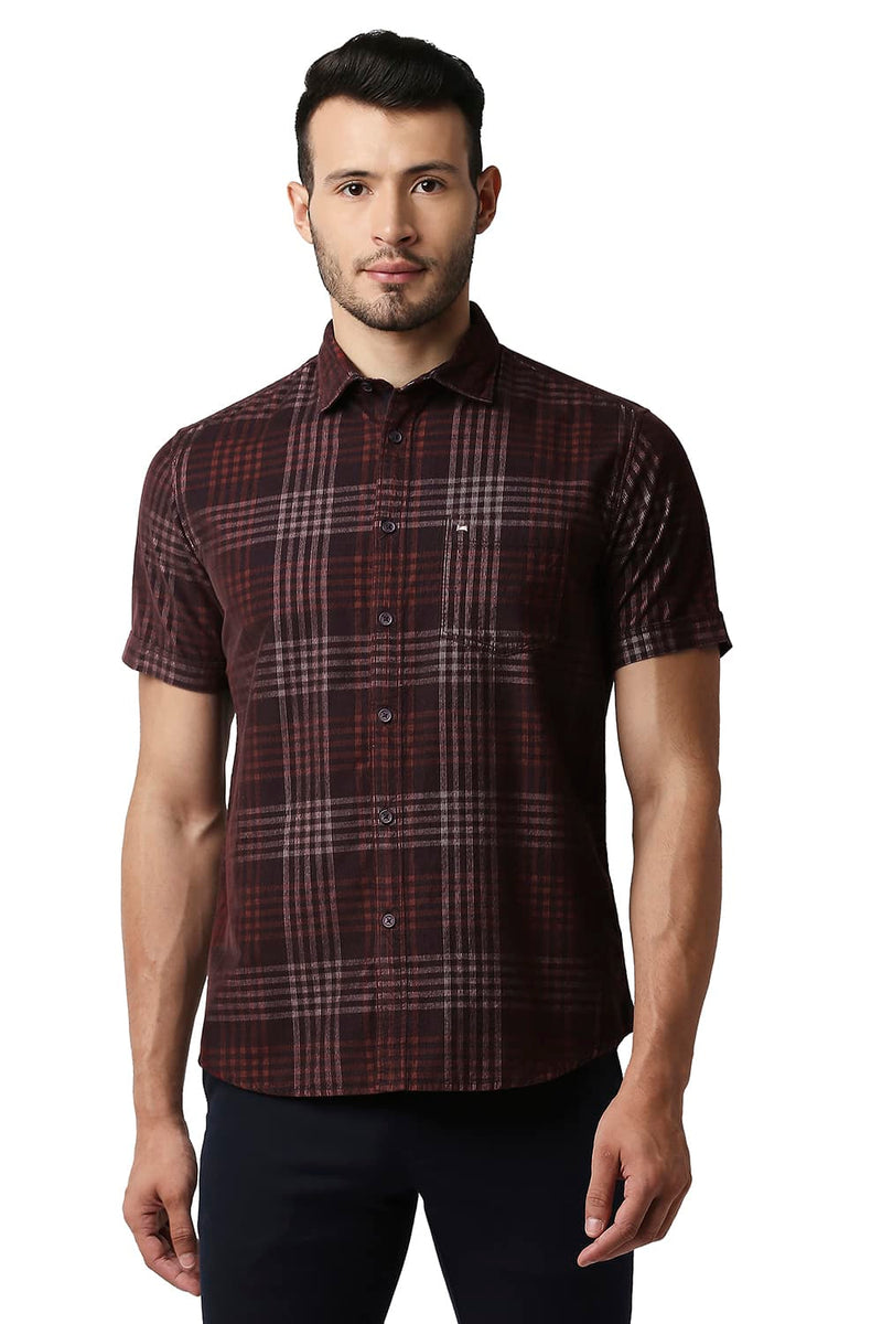 BASICS SLIM FIT CORDUROY CHECKS SHIRT